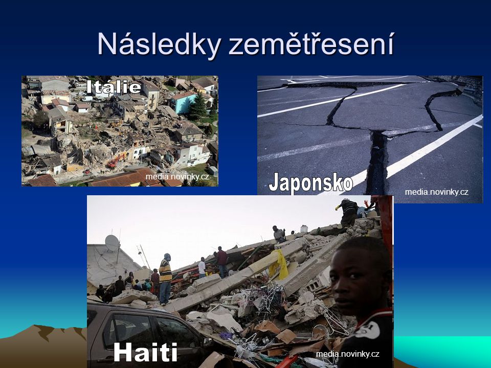 Následky zemětřesení Itálie Japonsko Haiti media.novinky.cz