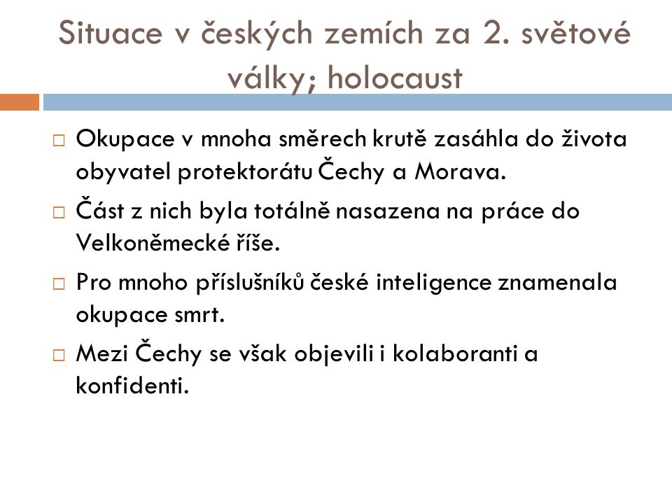 Situace v českých zemích za 2. světové války; holocaust