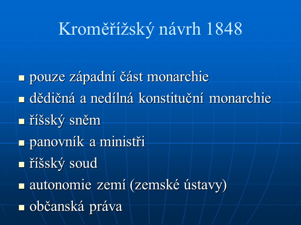 Kroměřížský návrh 1848 pouze západní část monarchie