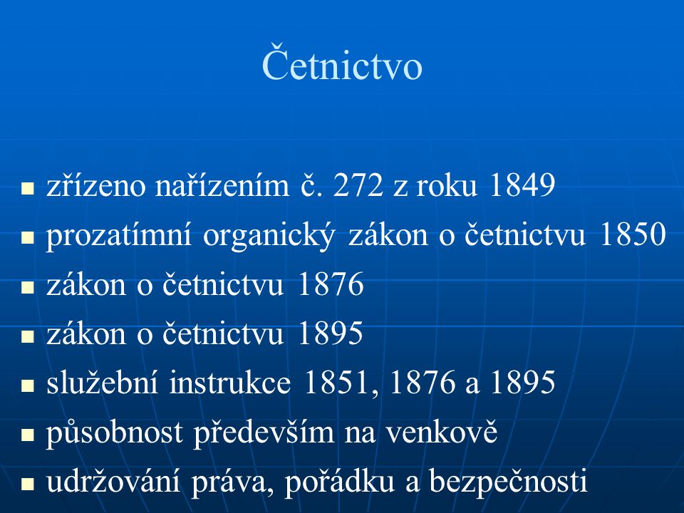Četnictvo zřízeno nařízením č. 272 z roku 1849