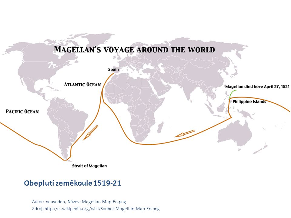 Obeplutí zeměkoule Autor: neuveden, Název: Magellan-Map-En.png