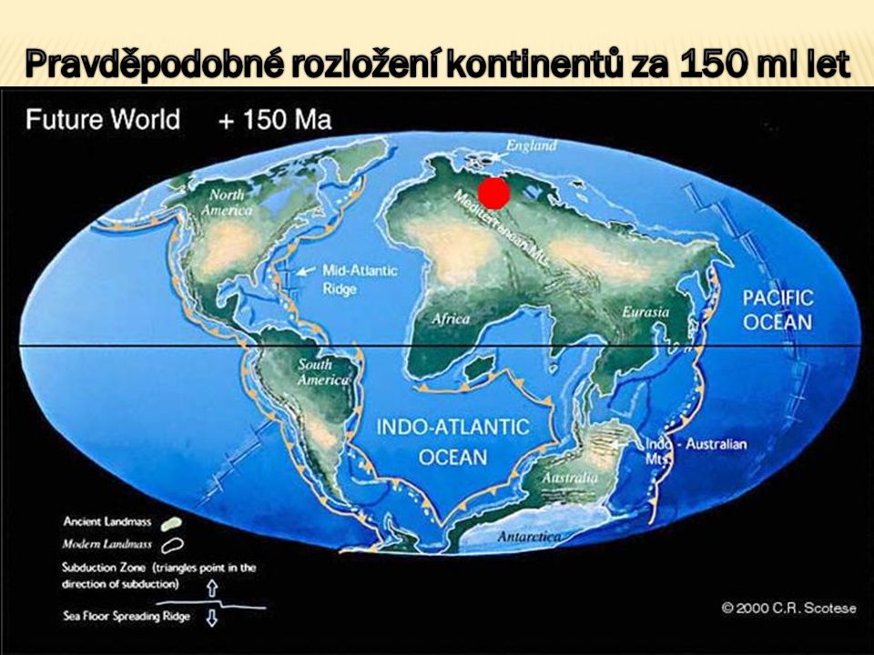 Pravděpodobné rozložení kontinentů za 150 ml let