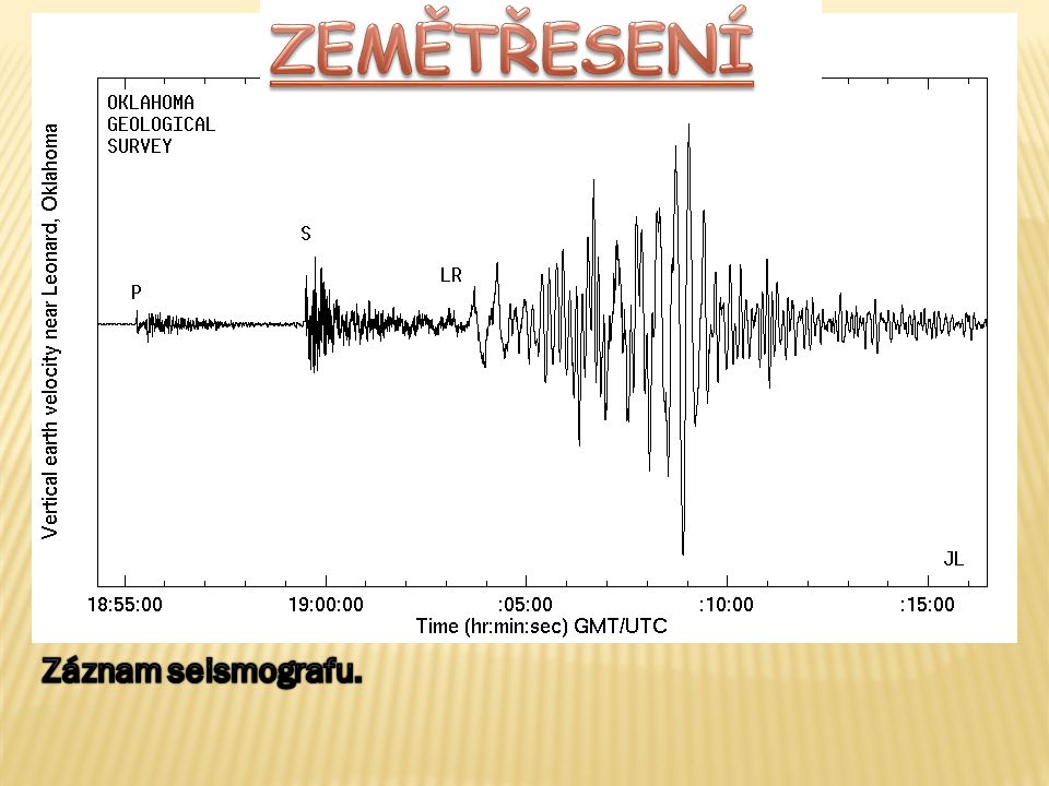 ZEMĚTŘESENÍ Záznam seismografu.