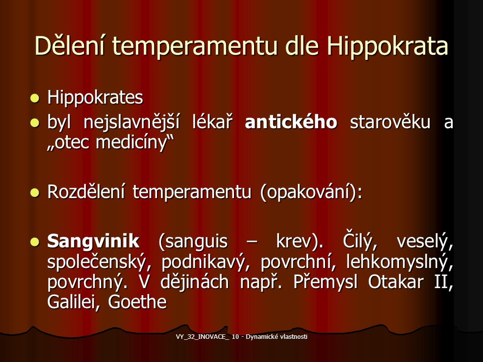Dělení temperamentu dle Hippokrata