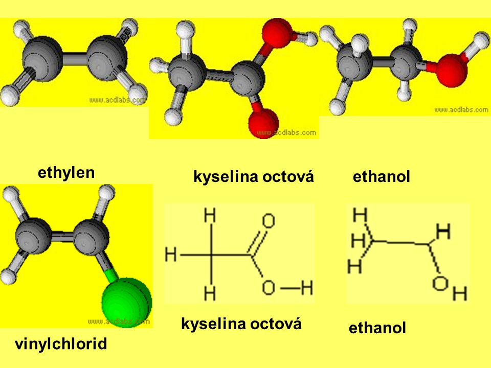 ethylen kyselina octová ethanol kyselina octová ethanol vinylchlorid