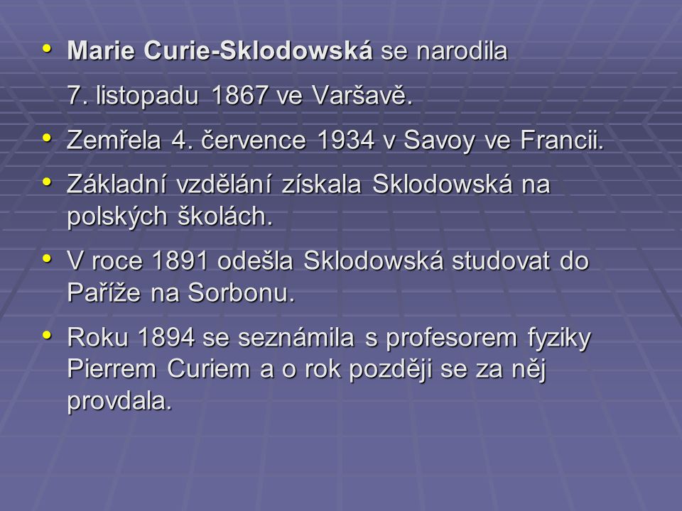 Marie Curie-Sklodowská se narodila