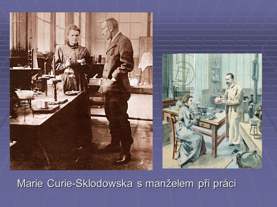Marie Curie-Sklodowska s manželem při práci
