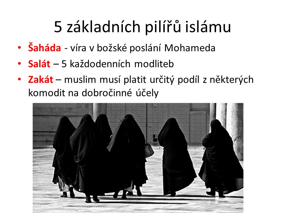 5 základních pilířů islámu.