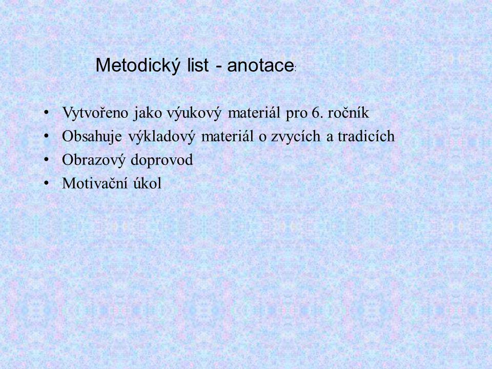 Metodický list - anotace: