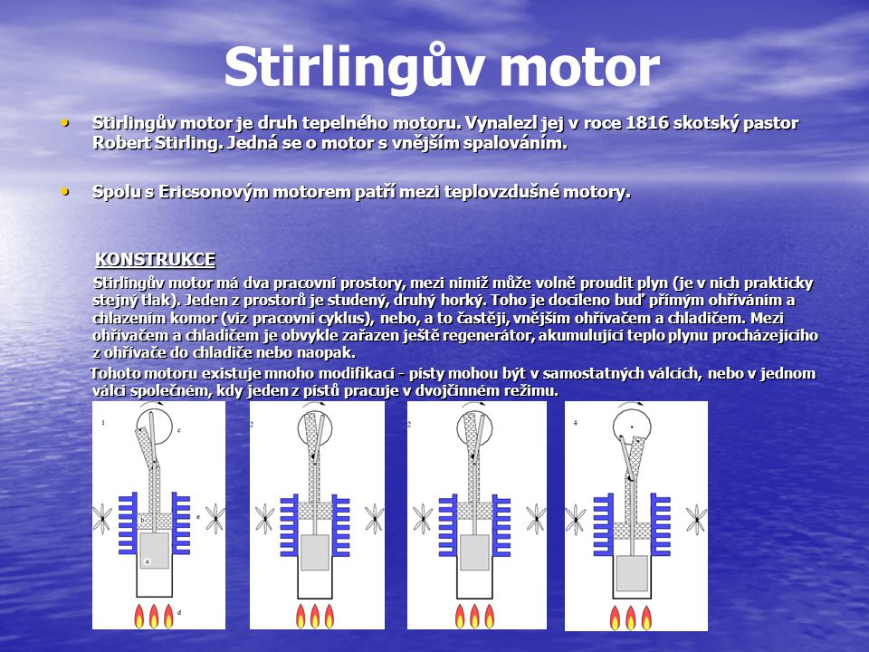Stirlingův motor KONSTRUKCE