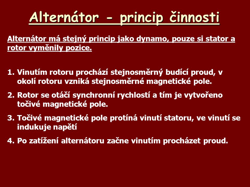 Alternátor - princip činnosti