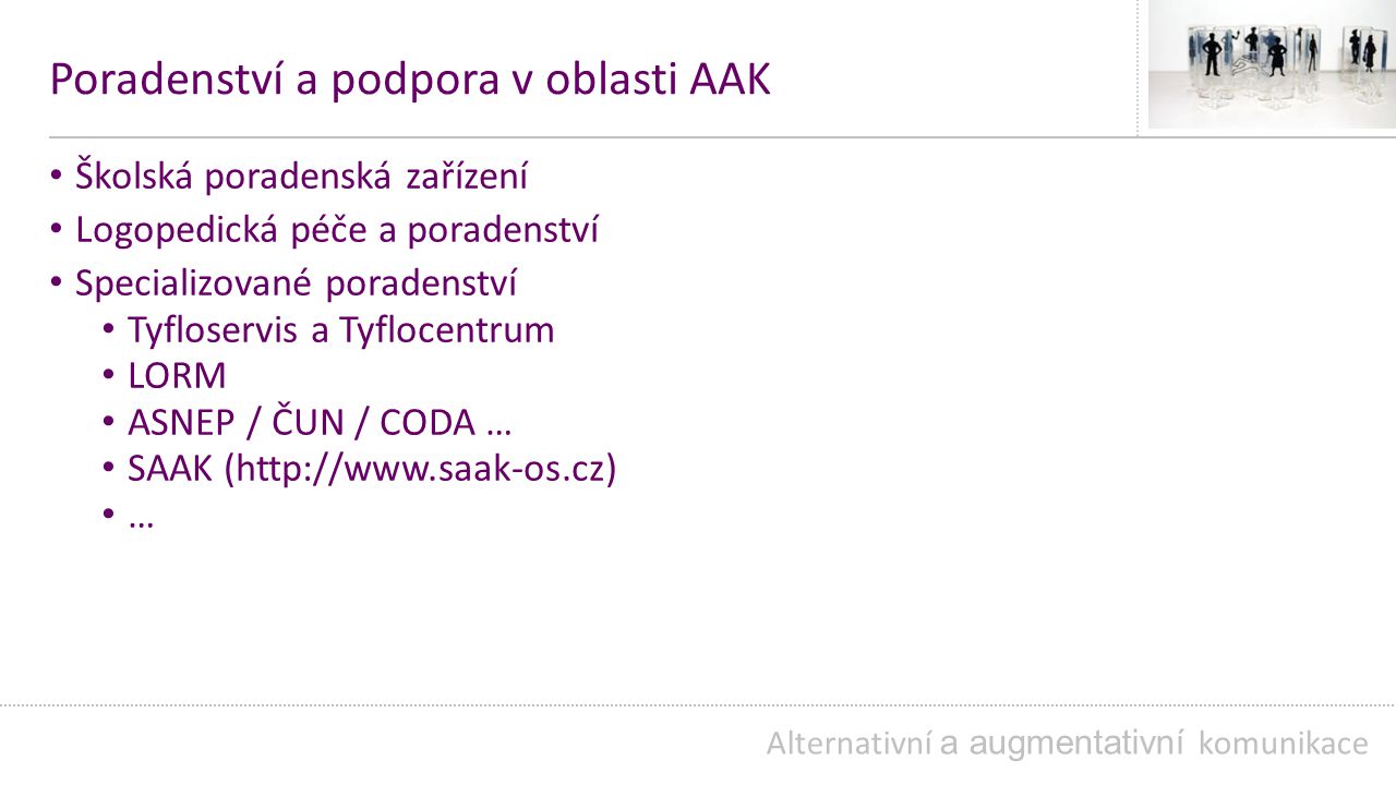 Poradenství a podpora v oblasti AAK