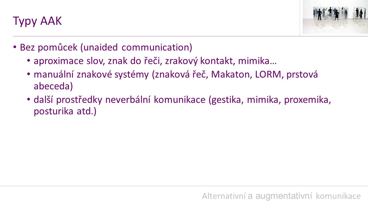 Typy AAK Bez pomůcek (unaided communication)