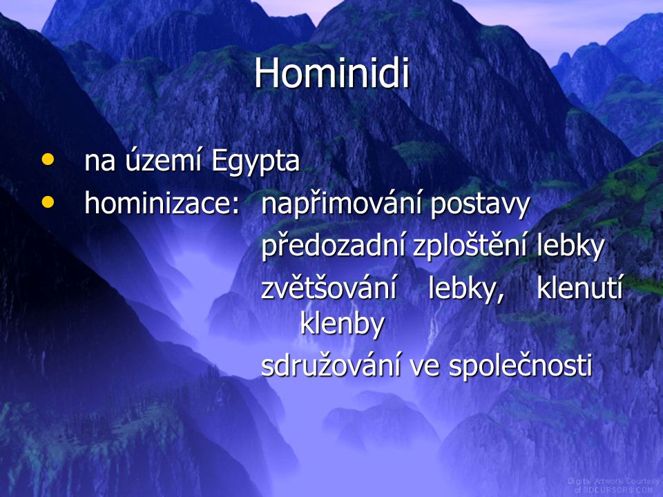 Hominidi na území Egypta hominizace: napřimování postavy