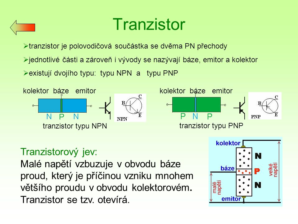 Tranzistor Tranzistorový jev: