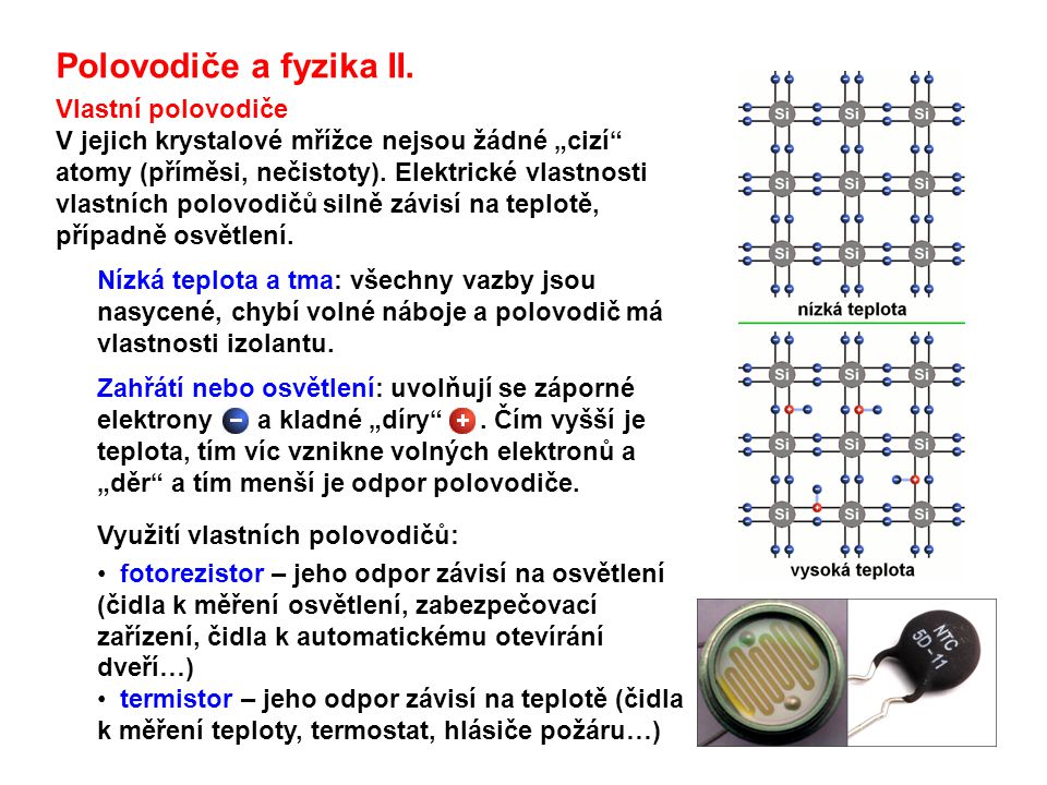 Polovodiče a fyzika II. Vlastní polovodiče