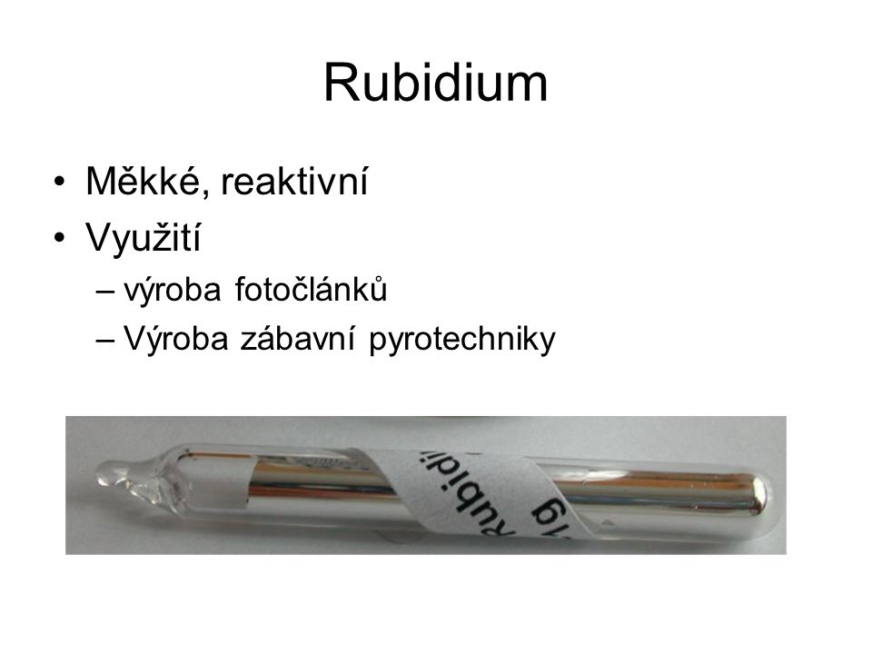 Rubidium Měkké, reaktivní Využití výroba fotočlánků