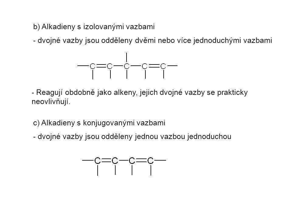 b) Alkadieny s izolovanými vazbami