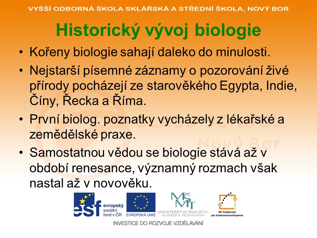 Historický vývoj biologie
