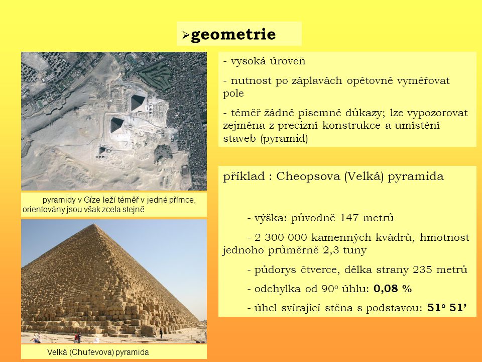 příklad : Cheopsova (Velká) pyramida