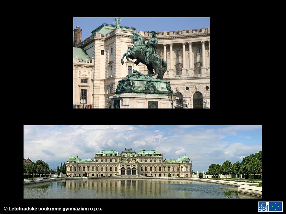 Evžen Savojský jezdecký pomník před Hofburgem ve Vídni; Belveder – sídlo, kt.