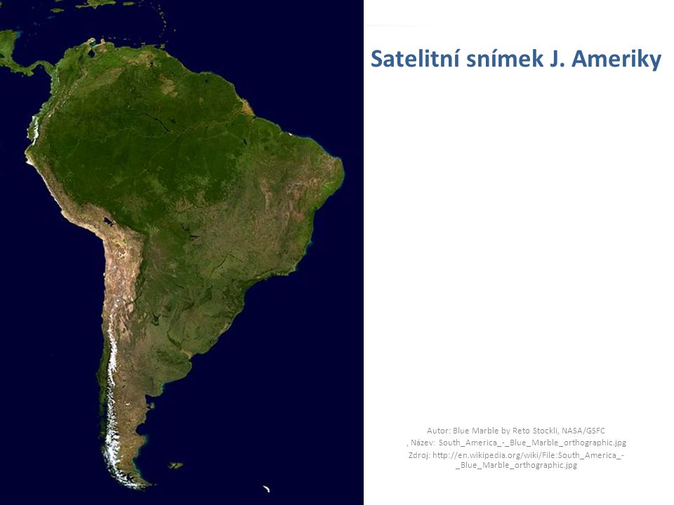 Satelitní snímek J. Ameriky