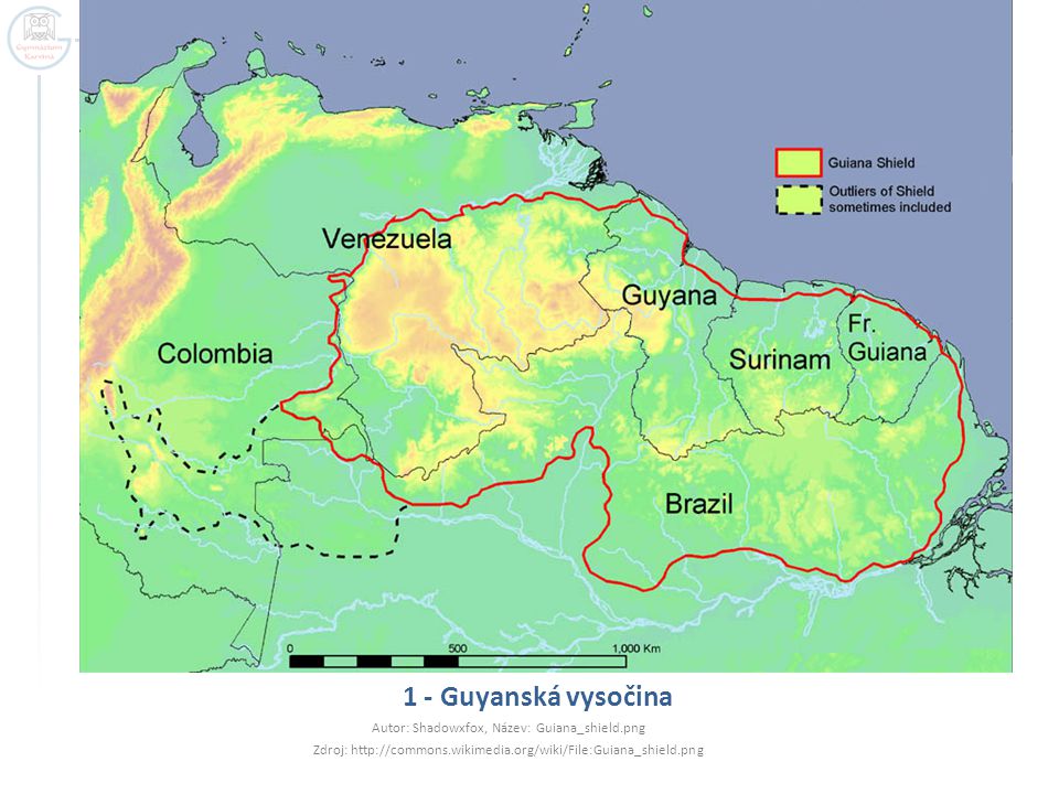 1 - Guyanská vysočina Autor: Shadowxfox, Název: Guiana_shield.png