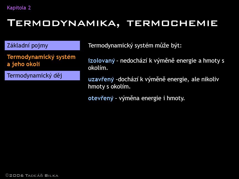 Termodynamika, termochemie