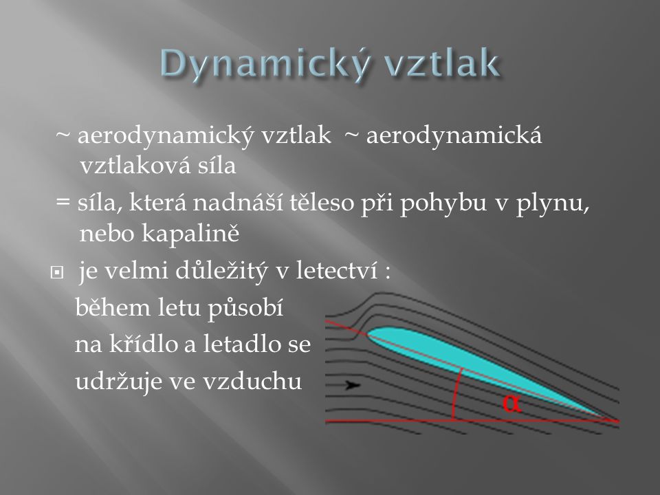 Dynamický vztlak ~ aerodynamický vztlak ~ aerodynamická vztlaková síla