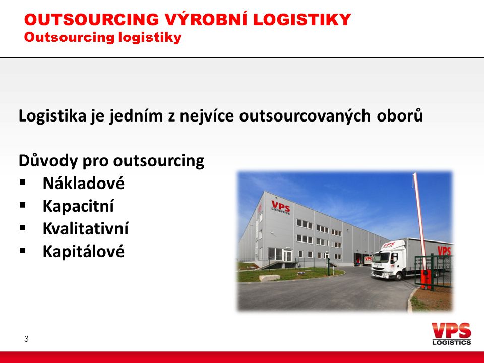 OUTSOURCING VÝROBNÍ LOGISTIKY Outsourcing logistiky