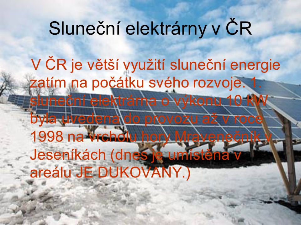 Sluneční elektrárny v ČR