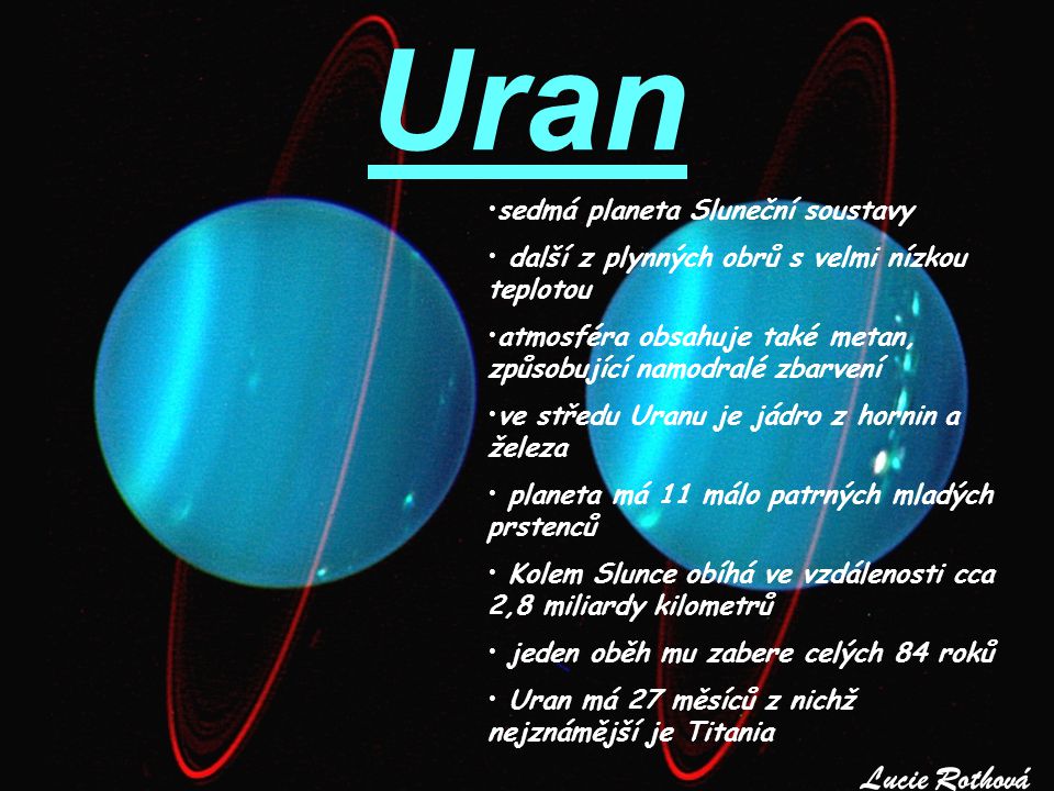 Uran Lucie Rothová sedmá planeta Sluneční soustavy