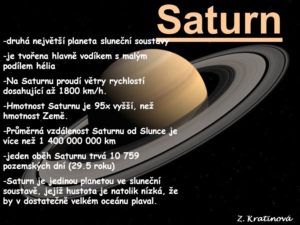 Saturn druhá největší planeta sluneční soustavy
