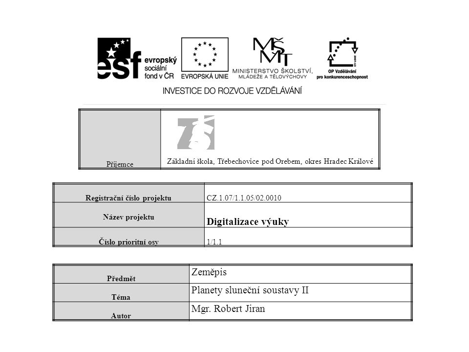Registrační číslo projektu