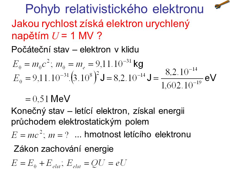 Pohyb relativistického elektronu