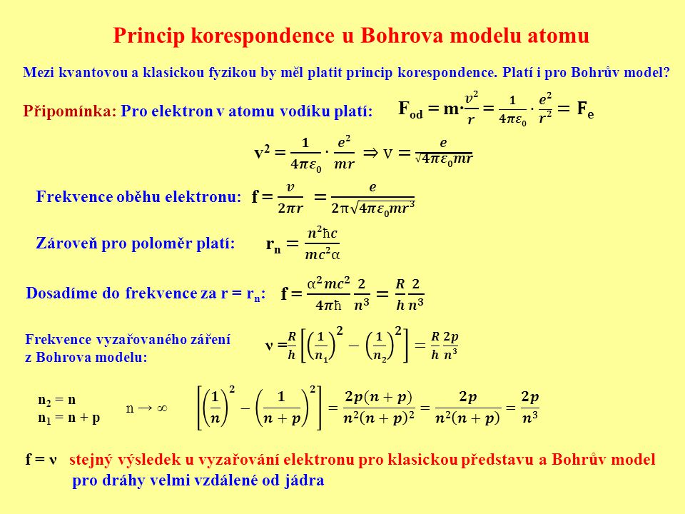 Princip korespondence u Bohrova modelu atomu