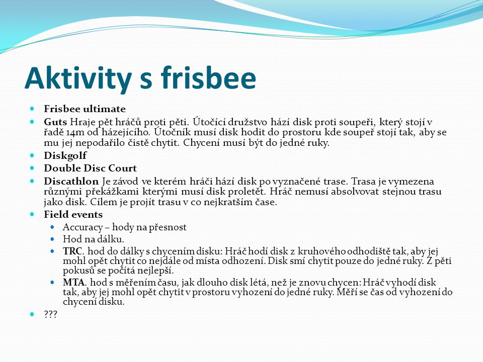 Aktivity s frisbee Frisbee ultimate