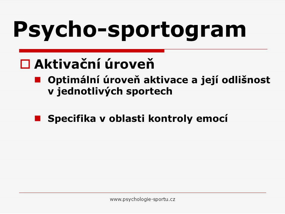 Psycho-sportogram Aktivační úroveň