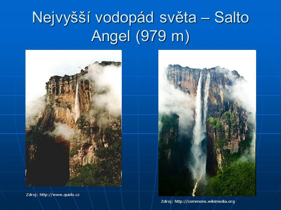 Nejvyšší vodopád světa – Salto Angel (979 m)