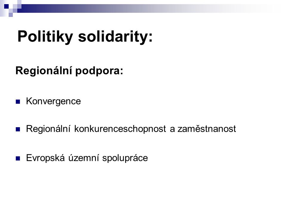 Politiky solidarity: Regionální podpora: Konvergence