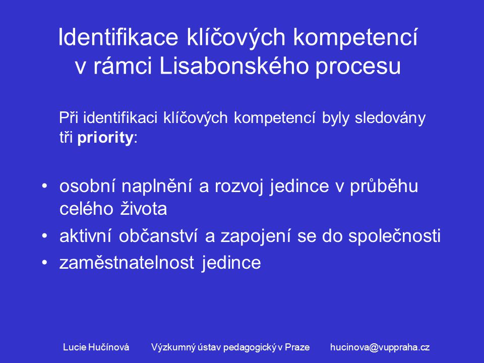 Identifikace klíčových kompetencí v rámci Lisabonského procesu