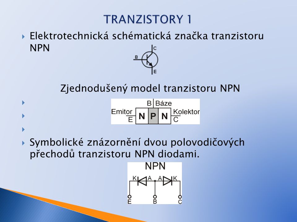Zjednodušený model tranzistoru NPN