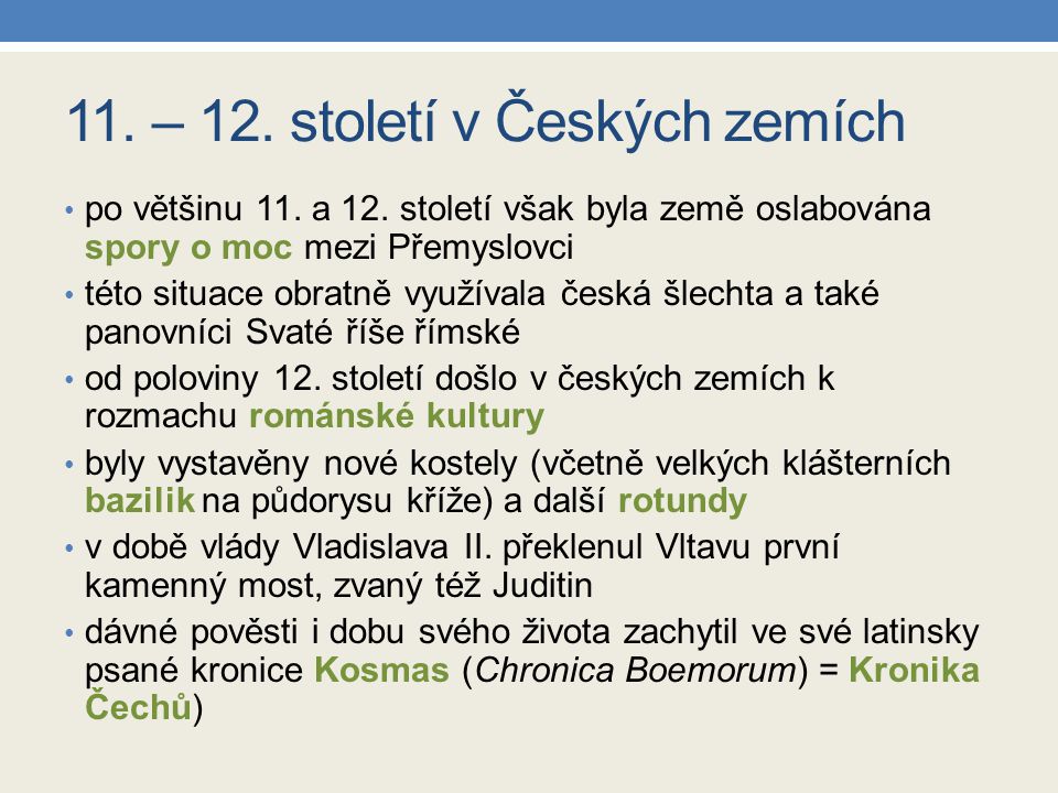 11. – 12. století v Českých zemích