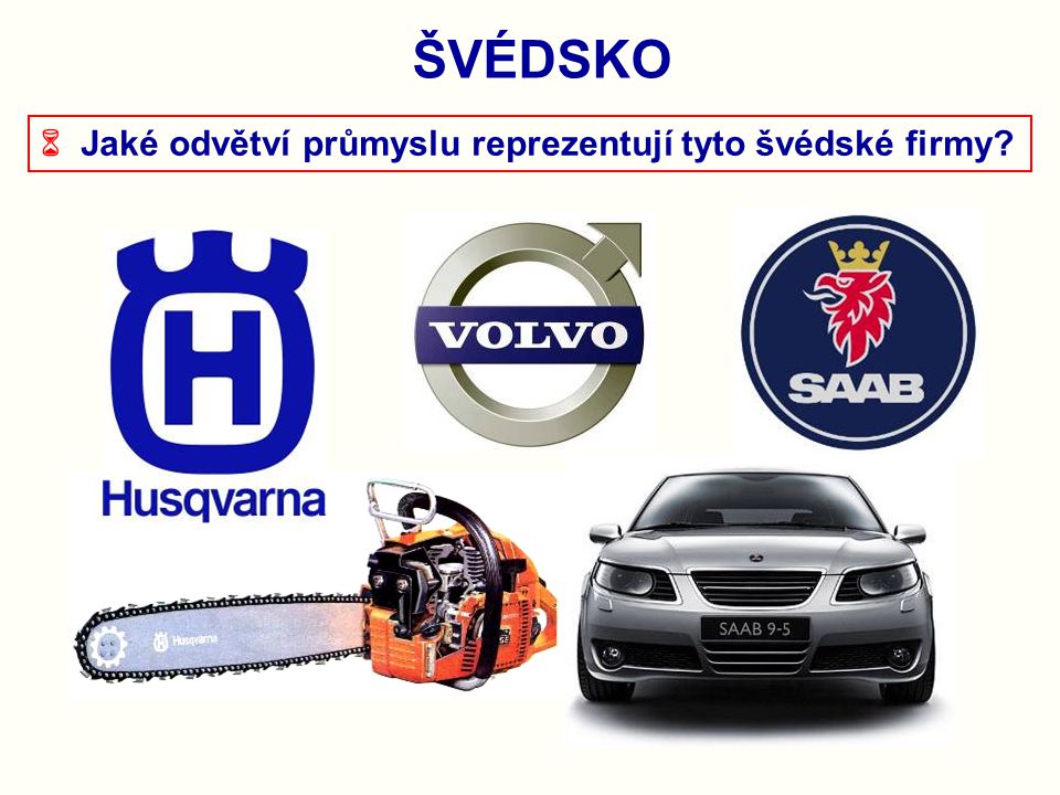ŠVÉDSKO  Jaké odvětví průmyslu reprezentují tyto švédské firmy