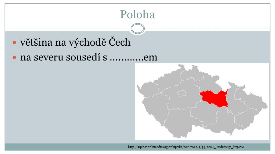 Poloha většina na východě Čech na severu sousedí s em
