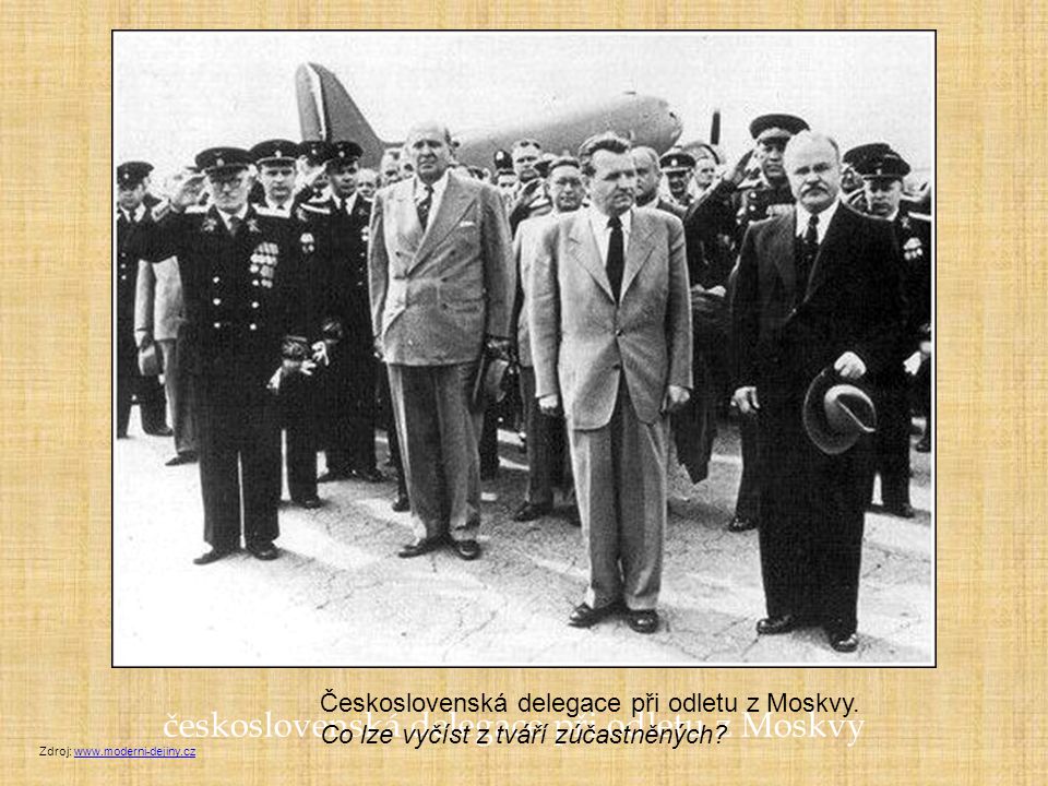 československá delegace při odletu z Moskvy
