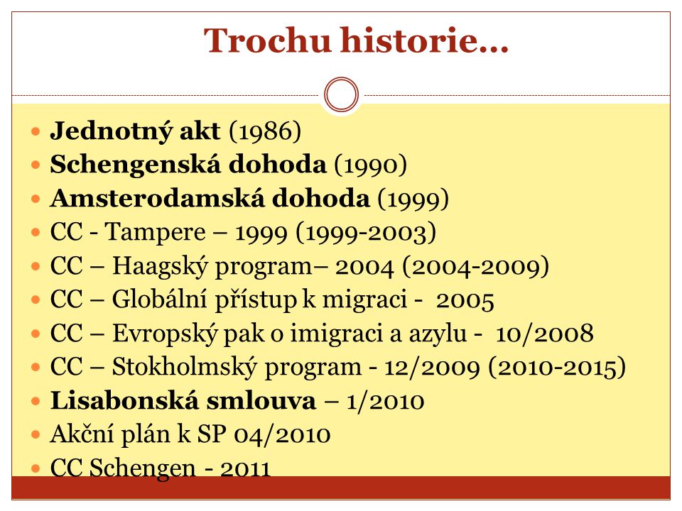 Trochu historie… Jednotný akt (1986) Schengenská dohoda (1990)
