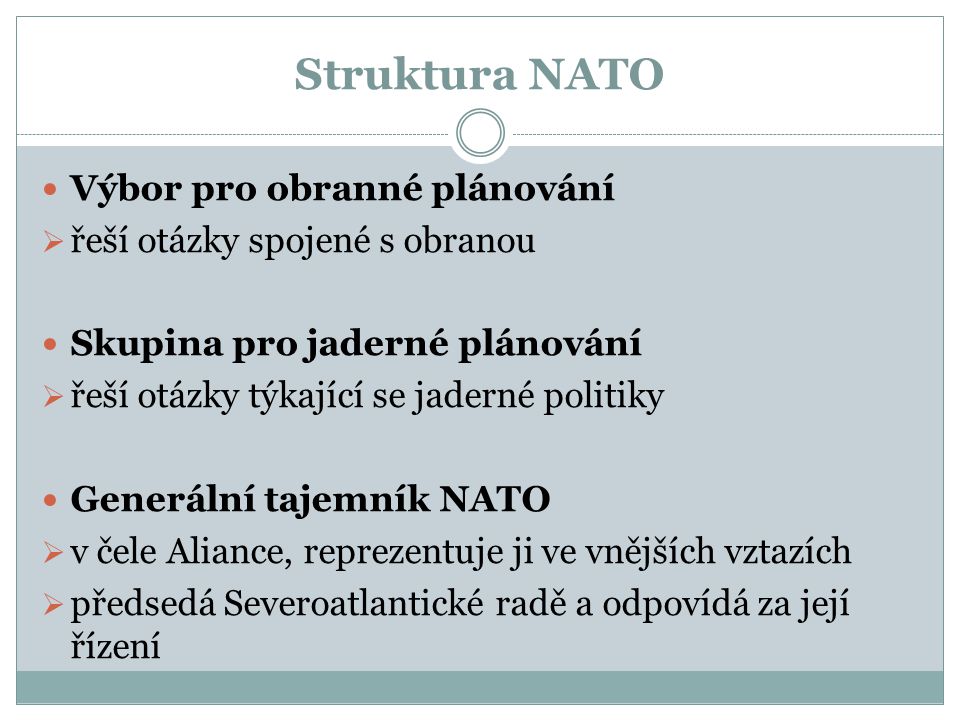 Struktura NATO Výbor pro obranné plánování