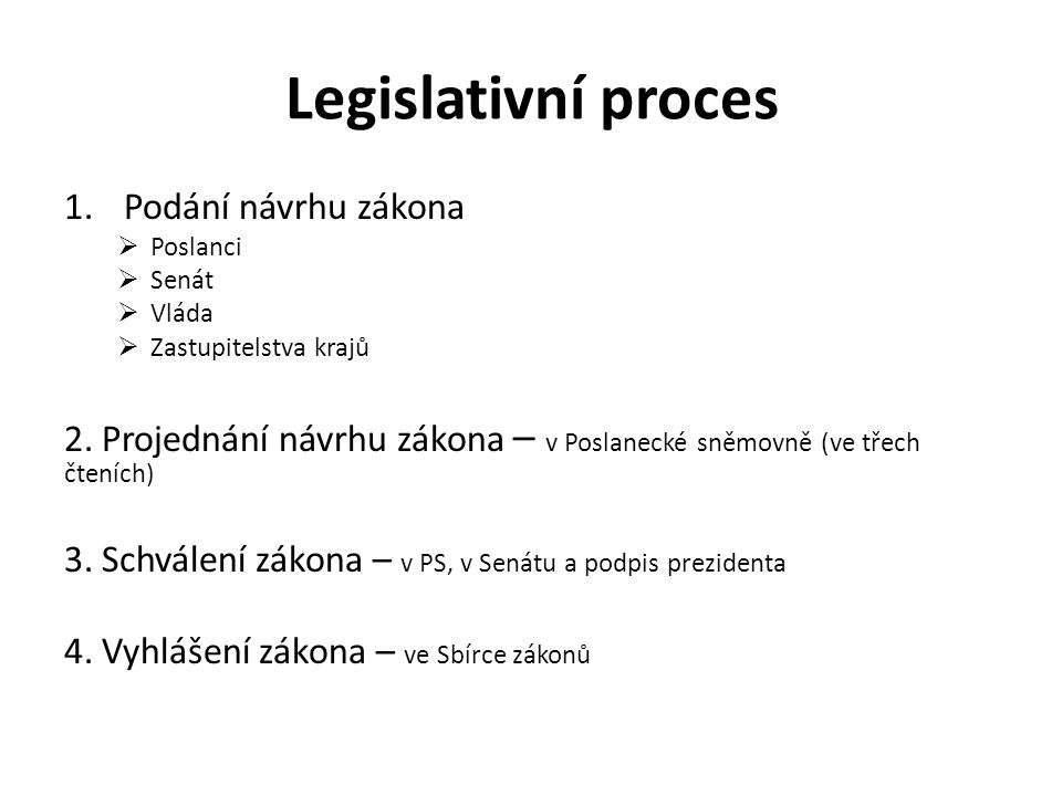 Legislativní proces Podání návrhu zákona