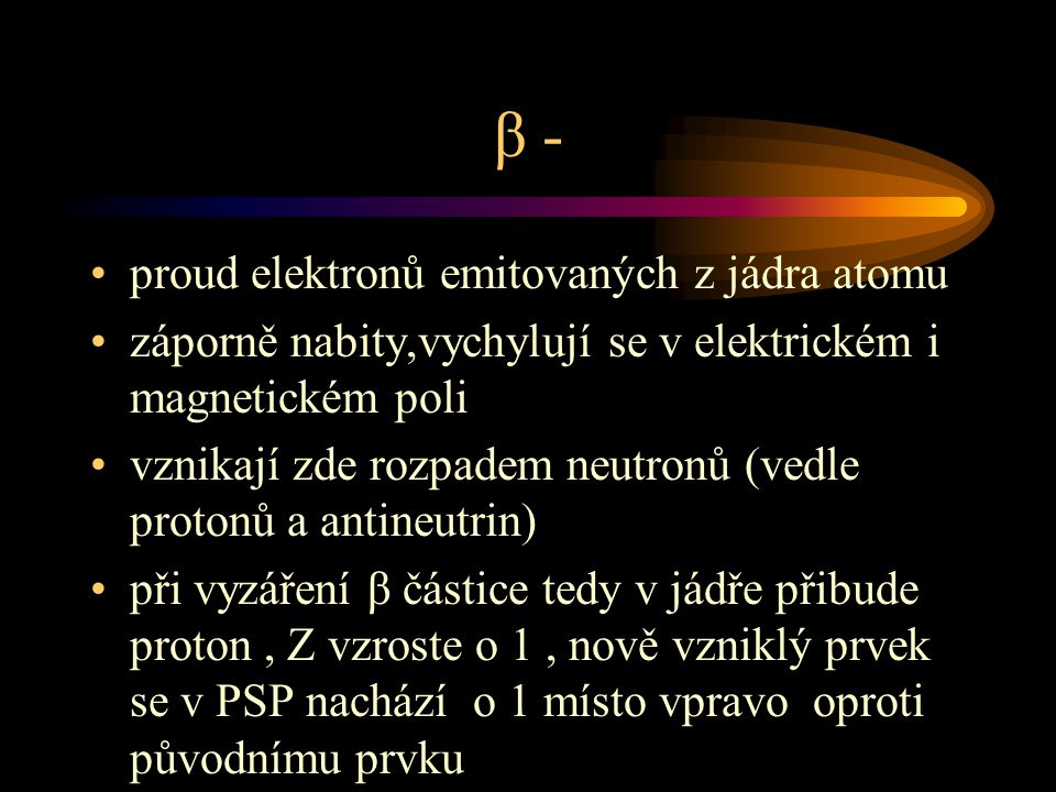 β - proud elektronů emitovaných z jádra atomu